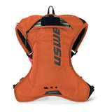 Orange backpack with 'USWE' branding on a white background